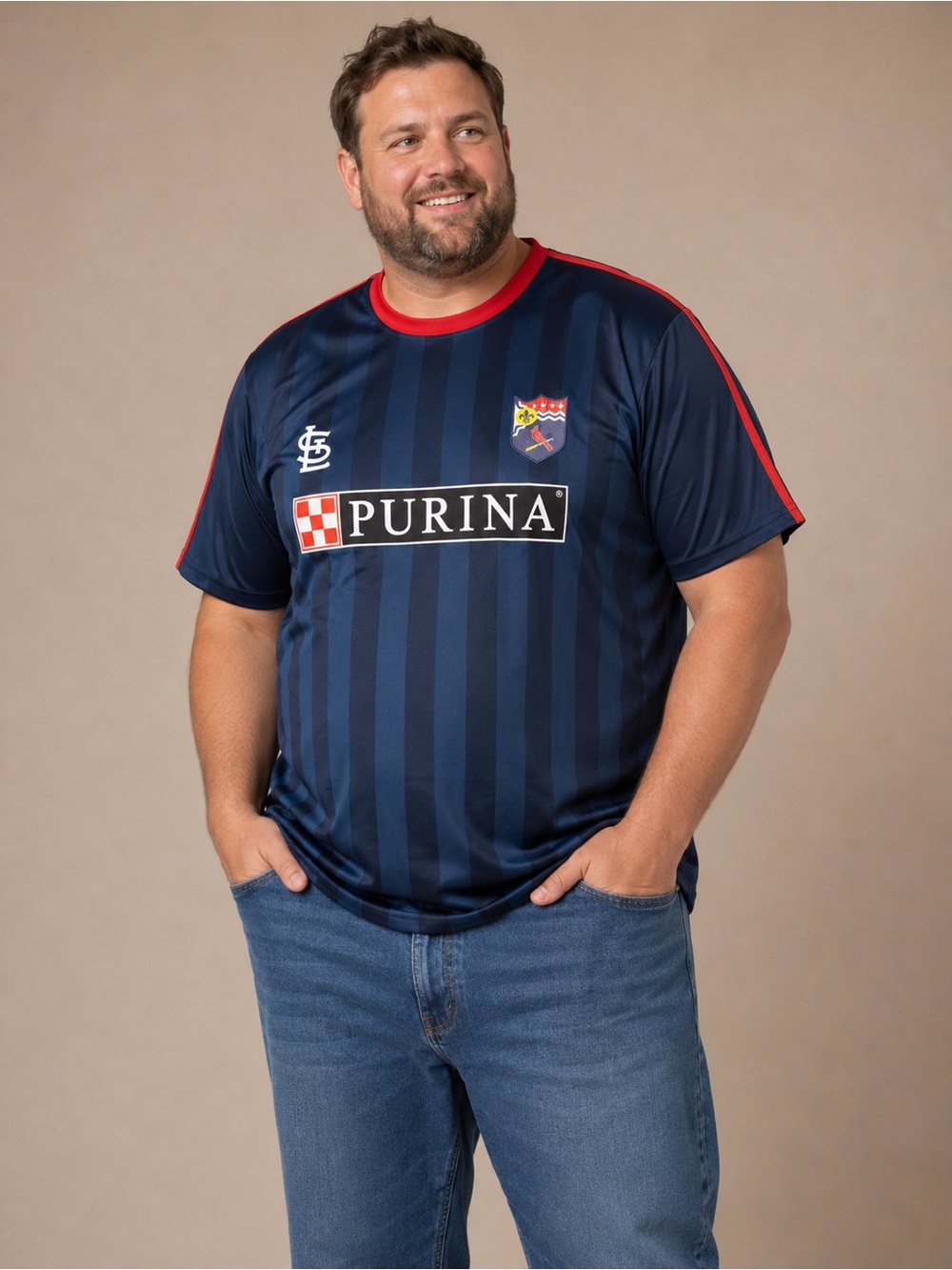 2024 St Louis Cardinals Purina Soccer Jersey Adult XL SGA Blue Striped MLB